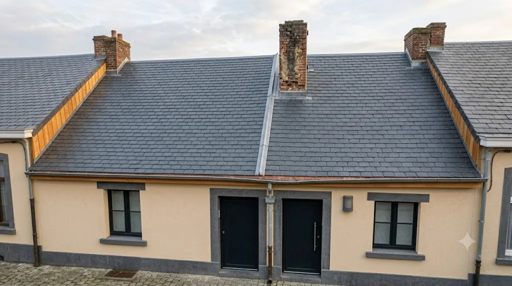 Toiture neuve en ardoise à Profondeville, charpente et couverture