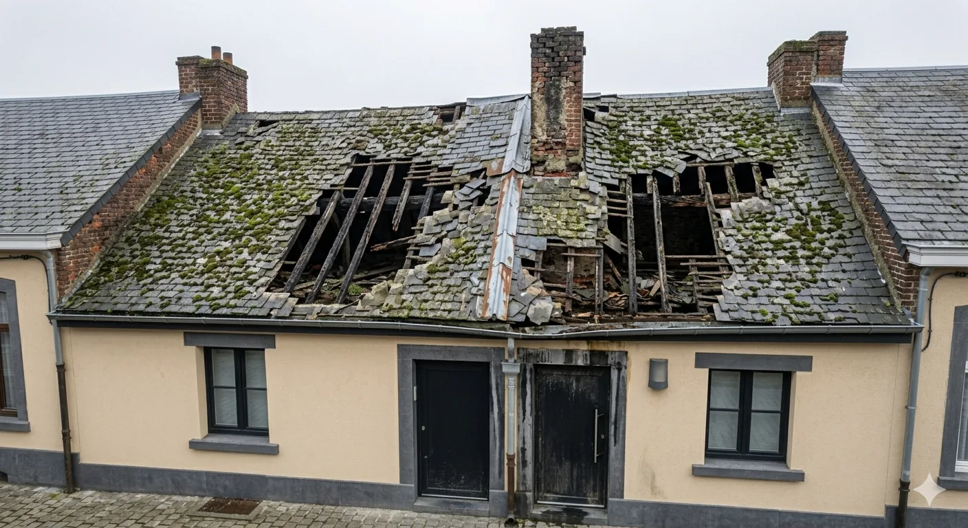 Toiture ancienne à rénover avant travaux